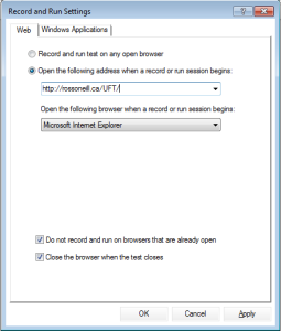 Record and Run Settings - Ross O'Neill - QA Tips and Advice
