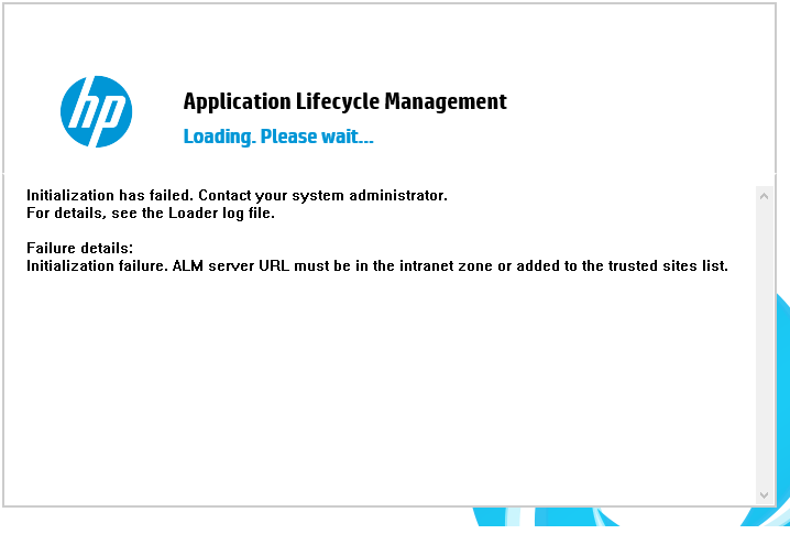 How to fix HP ALM Initialization Failure