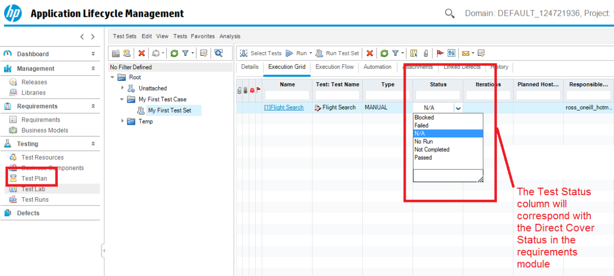 Understanding Direct Cover Status in HP ALM