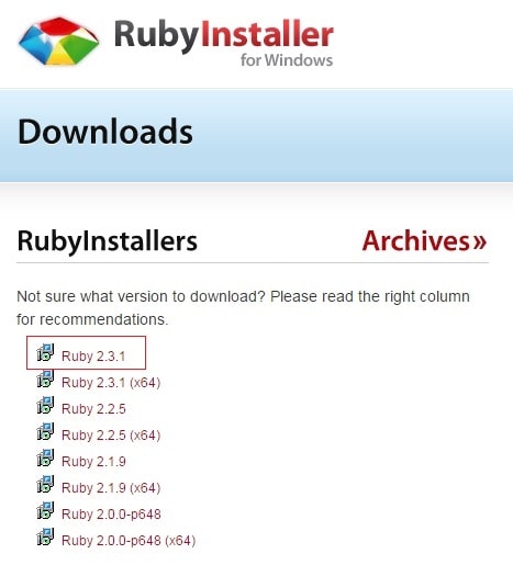 download ruby used for
