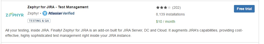 zephyr plugin for jira pricing